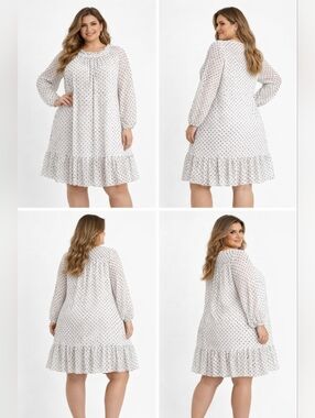 Elegant White Polka Dot Dress